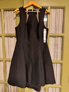 Halston Heritage Black Sleeveless A-Line Mini Dress